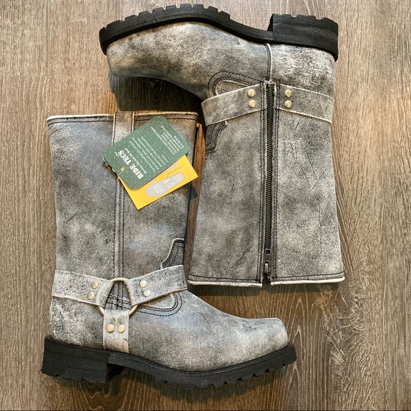 Ride Tecs Mens 13” Stone Wash Leather Harness Boots Size 8.5M  NWOB - Picture 2 of 15